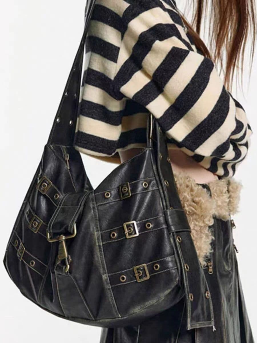 image-Fashion Women's Black Crossbody Big Bag