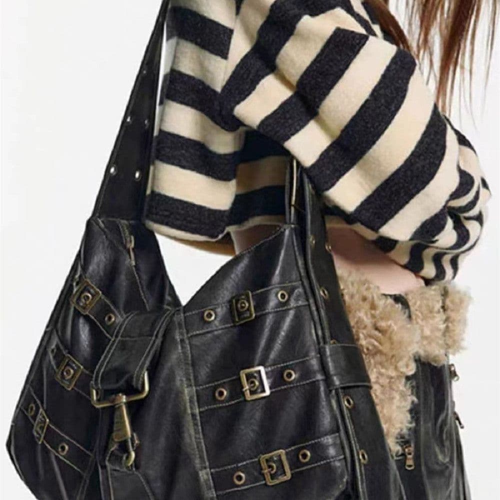 image-Fashion Women's Black Crossbody Big Bag