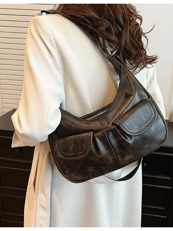 image-Fashion Retro Biker's Crescent Bag For Women
