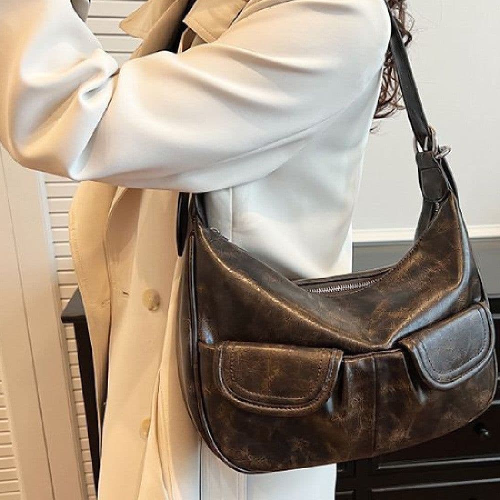 image-Fashion Retro Biker's Crescent Bag For Women