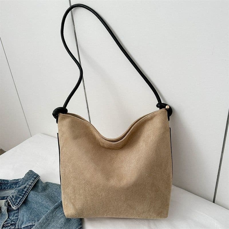 image-Large Capacity Frosted Suede Fashion Casual Shoulder Underarm Tote Handbag