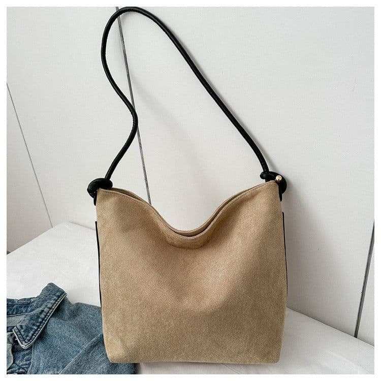 image-Large Capacity Frosted Suede Fashion Casual Shoulder Underarm Tote Handbag
