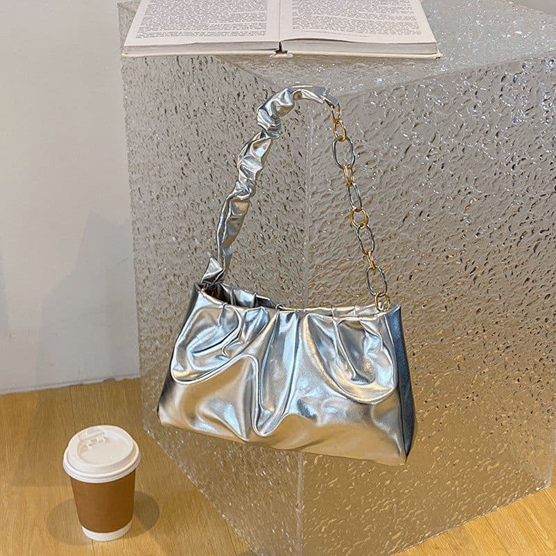 image-Fashionable Simple Glossy Women's Shoulder Bag