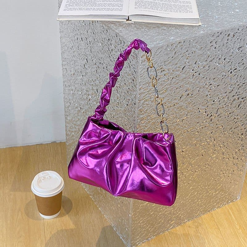 image-Fashionable Simple Glossy Women's Shoulder Bag