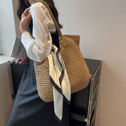 image-Casual Woven Bag Women's New Large Capacity One-shoulder Portable