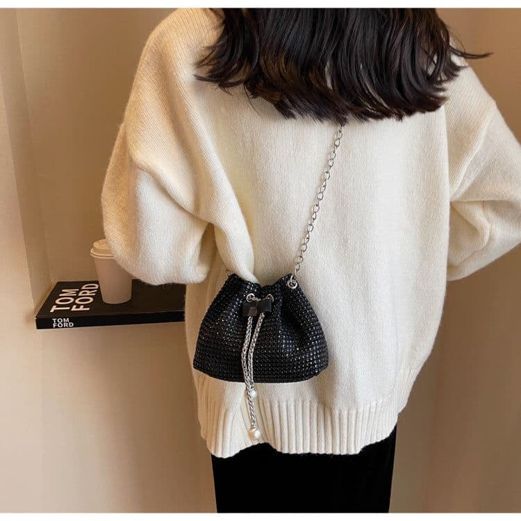 image-Women's Crossbody Rhinestone Bucket Bag