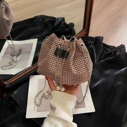image-Women's Crossbody Rhinestone Bucket Bag