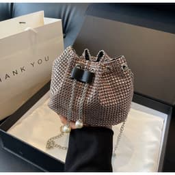 image-Women's Crossbody Rhinestone Bucket Bag