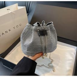 image-Women's Crossbody Rhinestone Bucket Bag