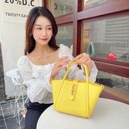 image-Portable Women's Leather Fashion Vegetable Basket Shoulder Messenger Bag