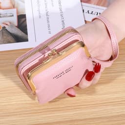 image-Women's Short Leather Wallet Multiple Card Slots Large Capacity