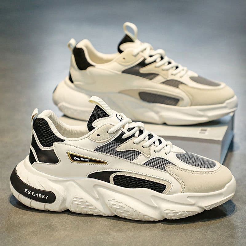 image-Men's Breathable Mesh Sports Shoes Height Increasing Leisure
