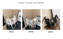 image-All-match Crescent Dumpling Leisure Commute French Rivet Motorcycle Bag