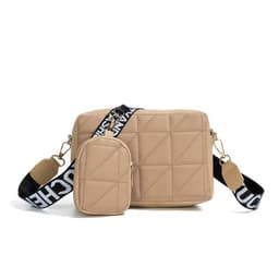 image-2Pcs Rhombus Shoulder Bag With Wallet Letter Print Wide Shoulder Strap Small Square Bag Large Capacity Cell Phone Crossbody Bags