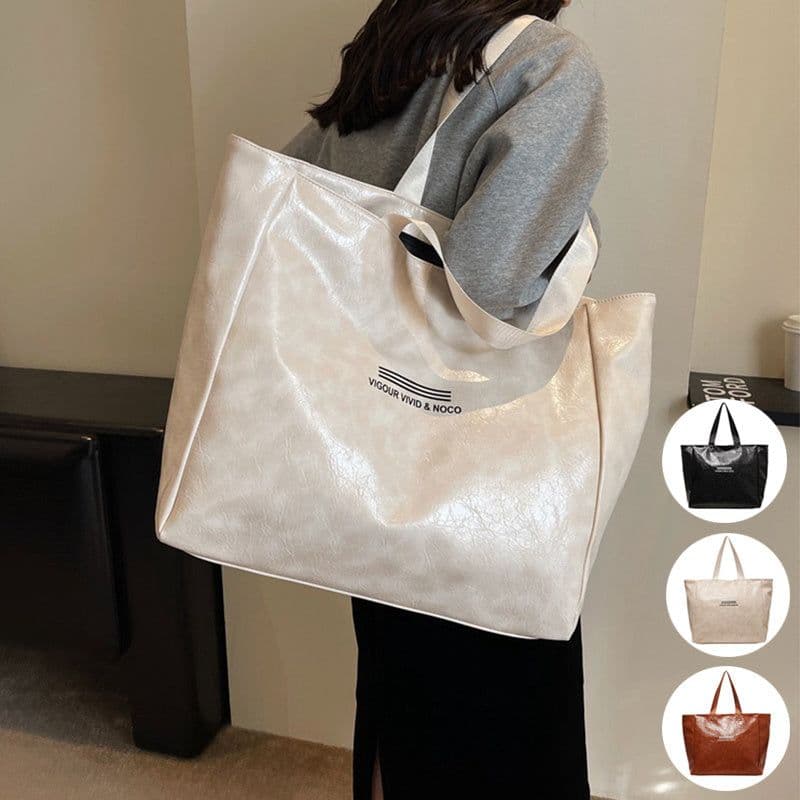 image-Large Capacity Tote Bag Women Fashion Versatile Solid Shoulder Bags Waterproof Designer Luxury Handbag Trend Personalized Travel Bag