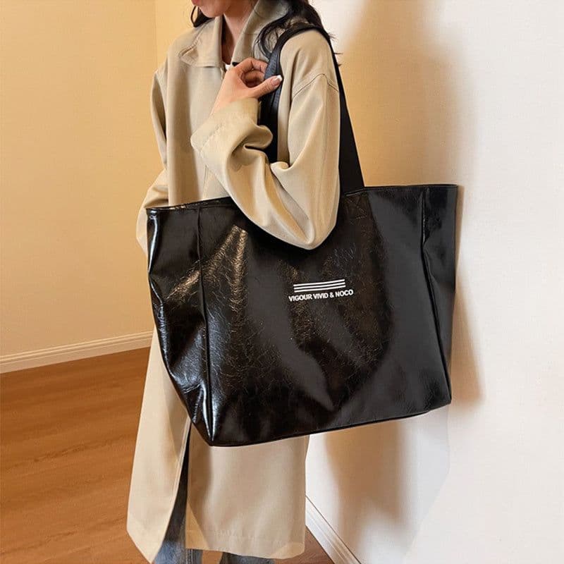 image-Large Capacity Tote Bag Women Fashion Versatile Solid Shoulder Bags Waterproof Designer Luxury Handbag Trend Personalized Travel Bag