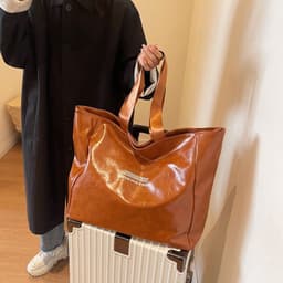 image-Large Capacity Tote Bag Women Fashion Versatile Solid Shoulder Bags Waterproof Designer Luxury Handbag Trend Personalized Travel Bag