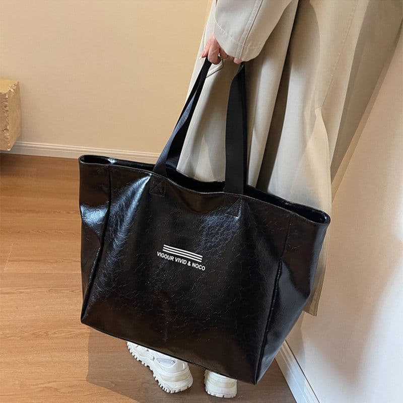 image-Large Capacity Tote Bag Women Fashion Versatile Solid Shoulder Bags Waterproof Designer Luxury Handbag Trend Personalized Travel Bag
