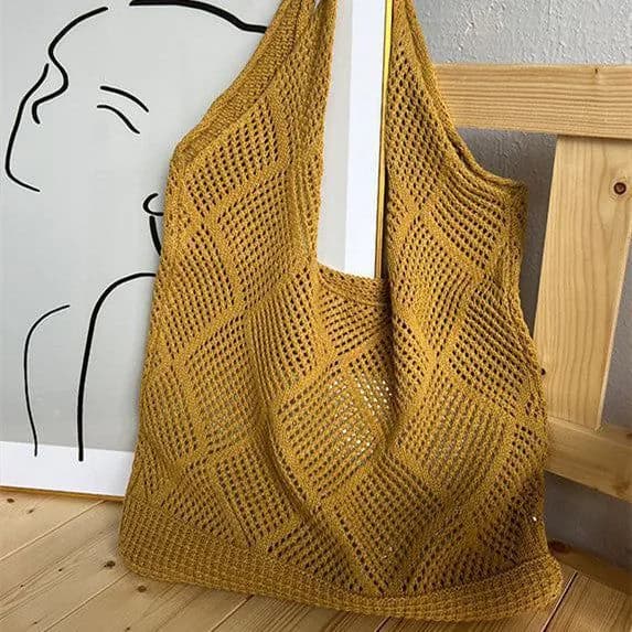 image-Women's Fashion Hollowed-out Shoulder Woven Bag