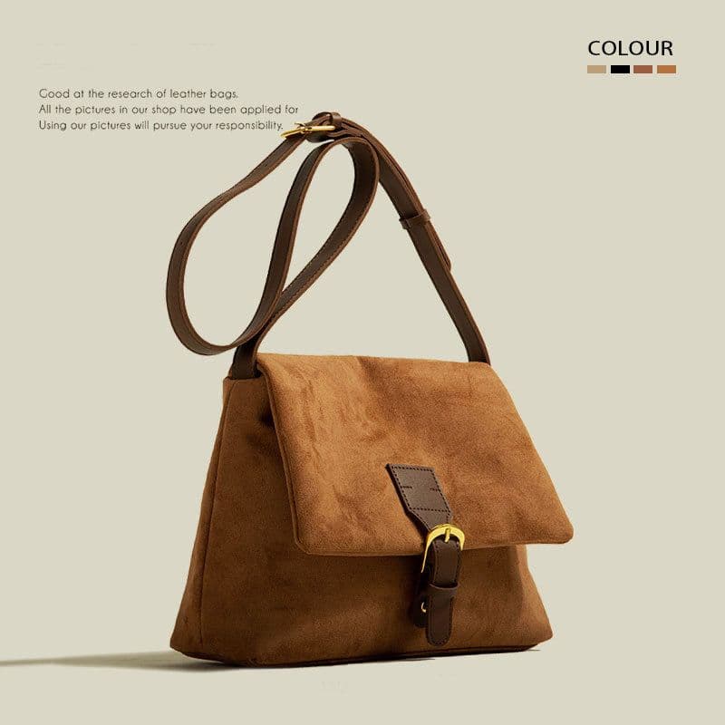image-Messenger Bag Autumn Winter Retro Large Capacity Frosted