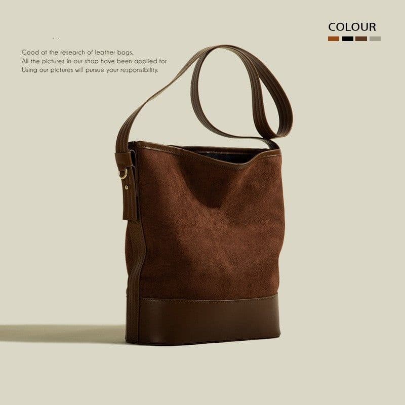 image-Women's Retro Large-capacity Bucket Bag