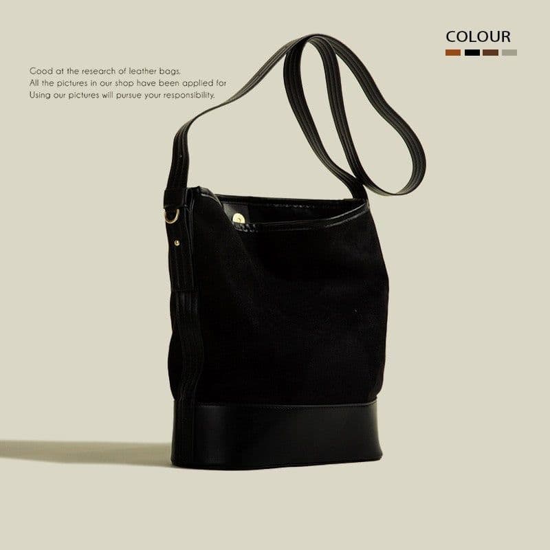 image-Women's Retro Large-capacity Bucket Bag