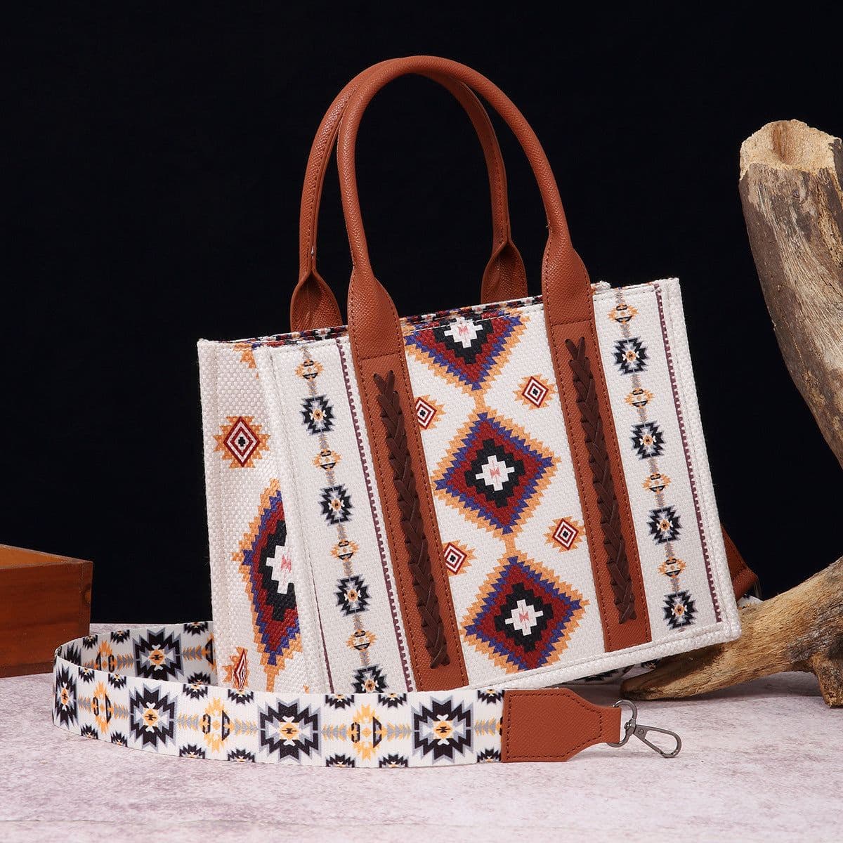image-Cotton And Linen Printed Women's One Shoulder Portable Messenger Bag