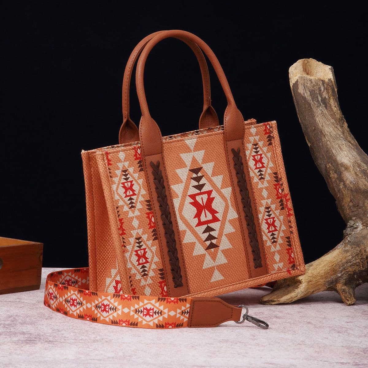 image-Cotton And Linen Printed Women's One Shoulder Portable Messenger Bag