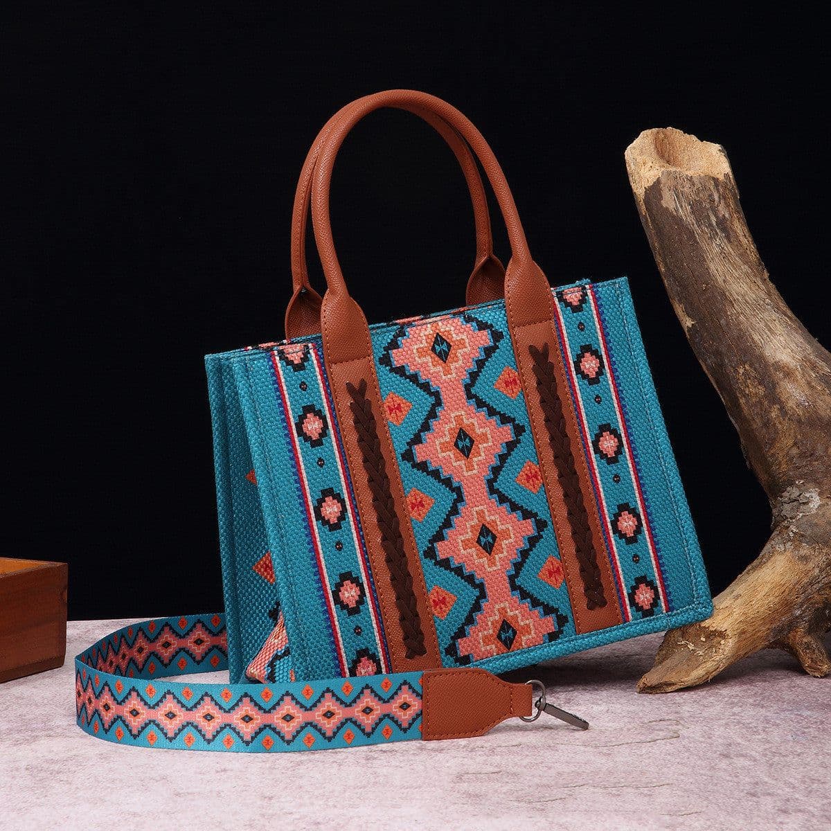 image-Cotton And Linen Printed Women's One Shoulder Portable Messenger Bag