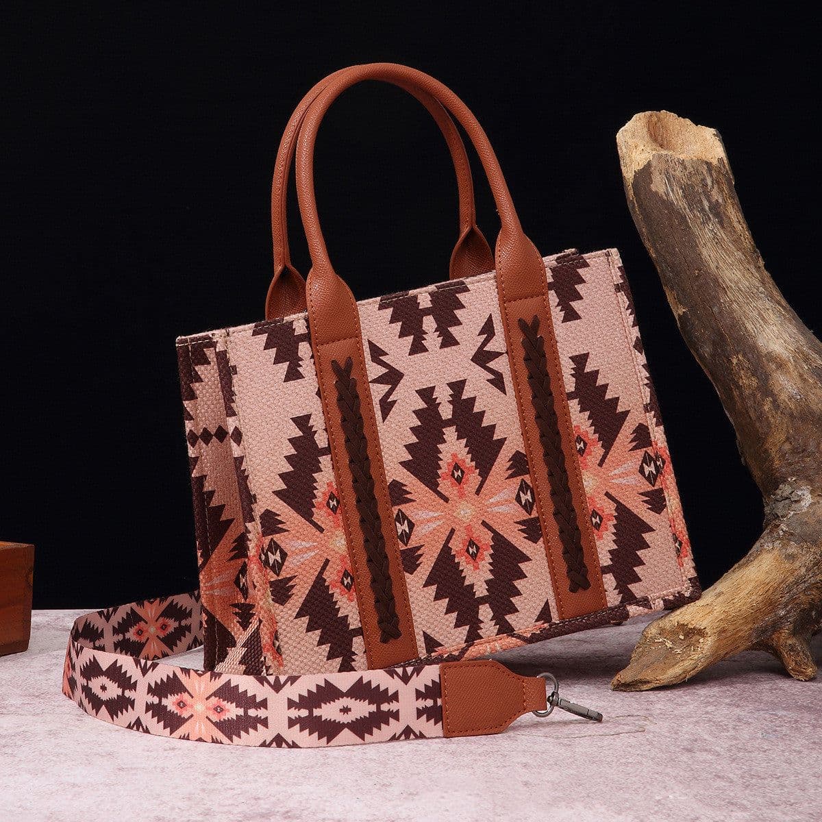 image-Cotton And Linen Printed Women's One Shoulder Portable Messenger Bag