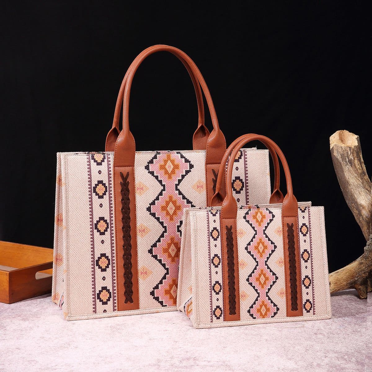 image-Cotton And Linen Printed Women's One Shoulder Portable Messenger Bag