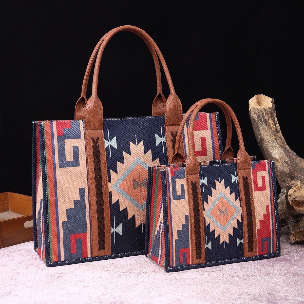 image-Cotton And Linen Printed Women's One Shoulder Portable Messenger Bag