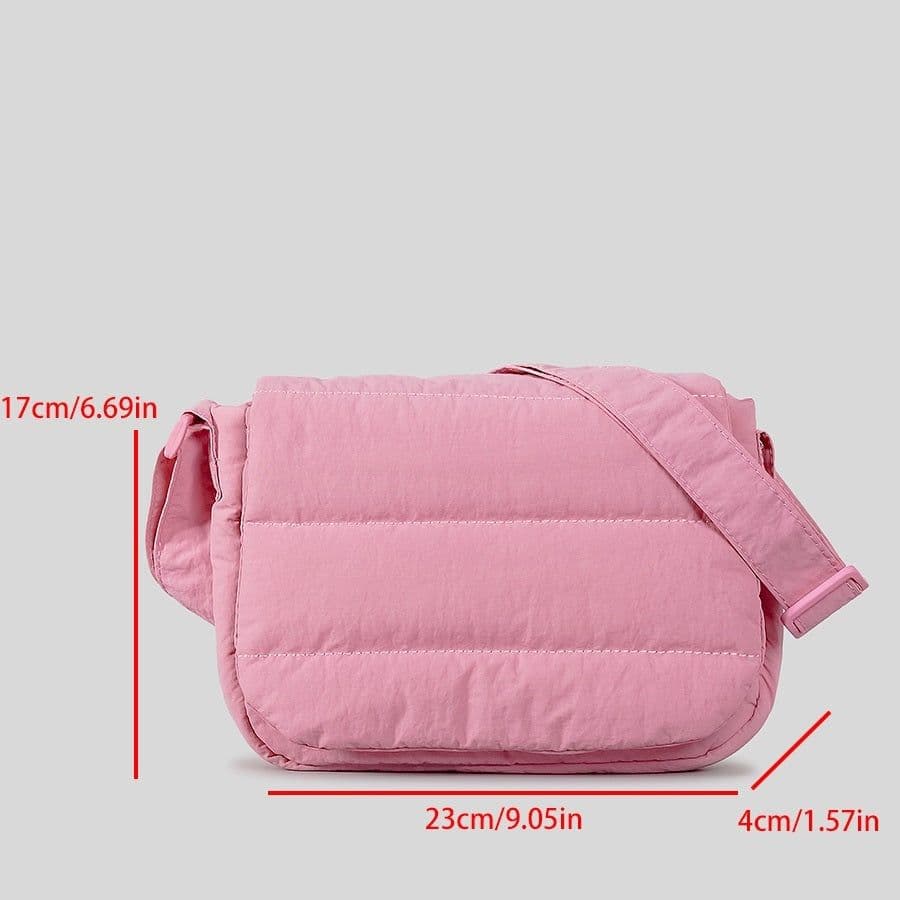 image-Simple And Lightweight Flap Special-interest Design Quilted Wide Shoulder Strap Crossbody Bag