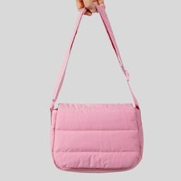 image-Simple And Lightweight Flap Special-interest Design Quilted Wide Shoulder Strap Crossbody Bag