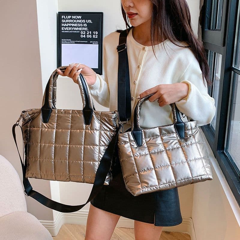image-Large Capacity Women's Shoulder Crossbody Cotton Jacket Bag