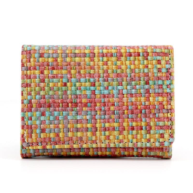 image-New Straw PU Folding Wallet Women's Mini Ultra-thin Fashion All-matching