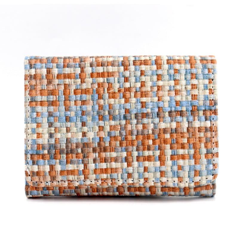 image-New Straw PU Folding Wallet Women's Mini Ultra-thin Fashion All-matching