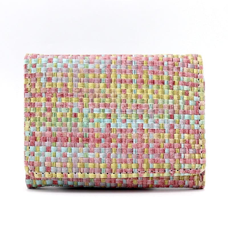 image-New Straw PU Folding Wallet Women's Mini Ultra-thin Fashion All-matching