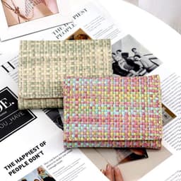 image-New Straw PU Folding Wallet Women's Mini Ultra-thin Fashion All-matching