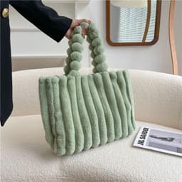 image-New Fashion One Shoulder Underarm Large Capacity Portable Plush Bag Women