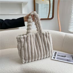 image-New Fashion One Shoulder Underarm Large Capacity Portable Plush Bag Women