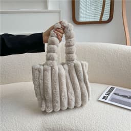 image-New Fashion One Shoulder Underarm Large Capacity Portable Plush Bag Women