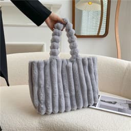 image-New Fashion One Shoulder Underarm Large Capacity Portable Plush Bag Women