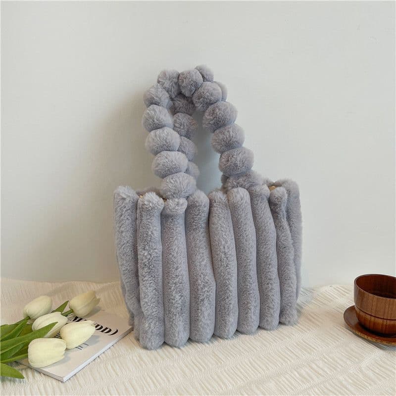 image-New Fashion One Shoulder Underarm Large Capacity Portable Plush Bag Women