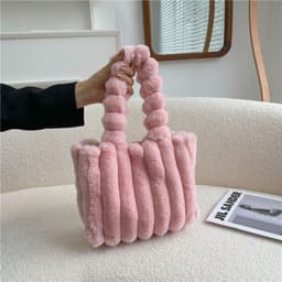 image-New Fashion One Shoulder Underarm Large Capacity Portable Plush Bag Women