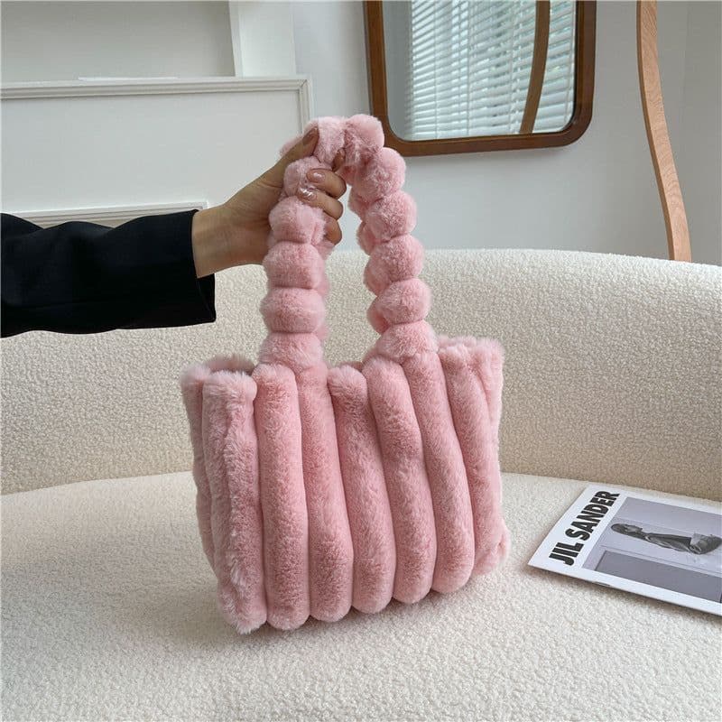 image-New Fashion One Shoulder Underarm Large Capacity Portable Plush Bag Women