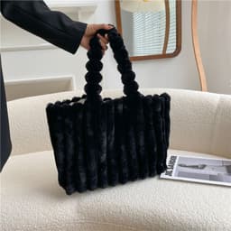 image-New Fashion One Shoulder Underarm Large Capacity Portable Plush Bag Women