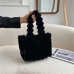 image-New Fashion One Shoulder Underarm Large Capacity Portable Plush Bag Women