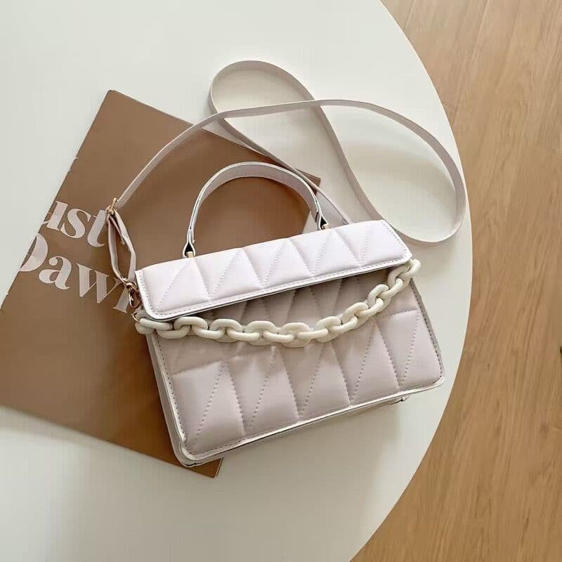 image-Trendy Simple Textured Shoulder Messenger Bag