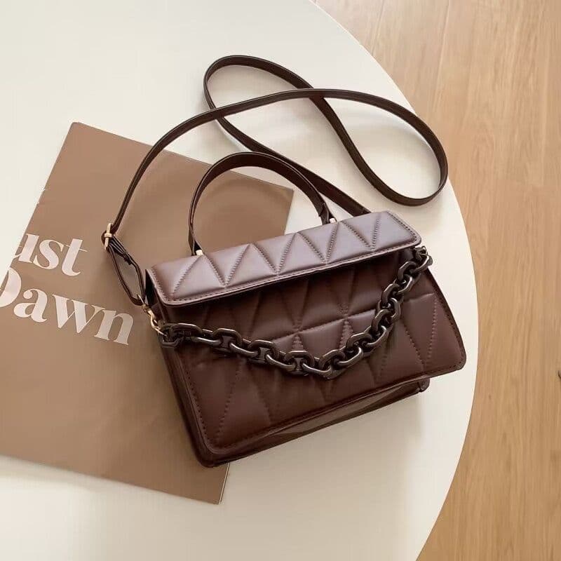 image-Trendy Simple Textured Shoulder Messenger Bag
